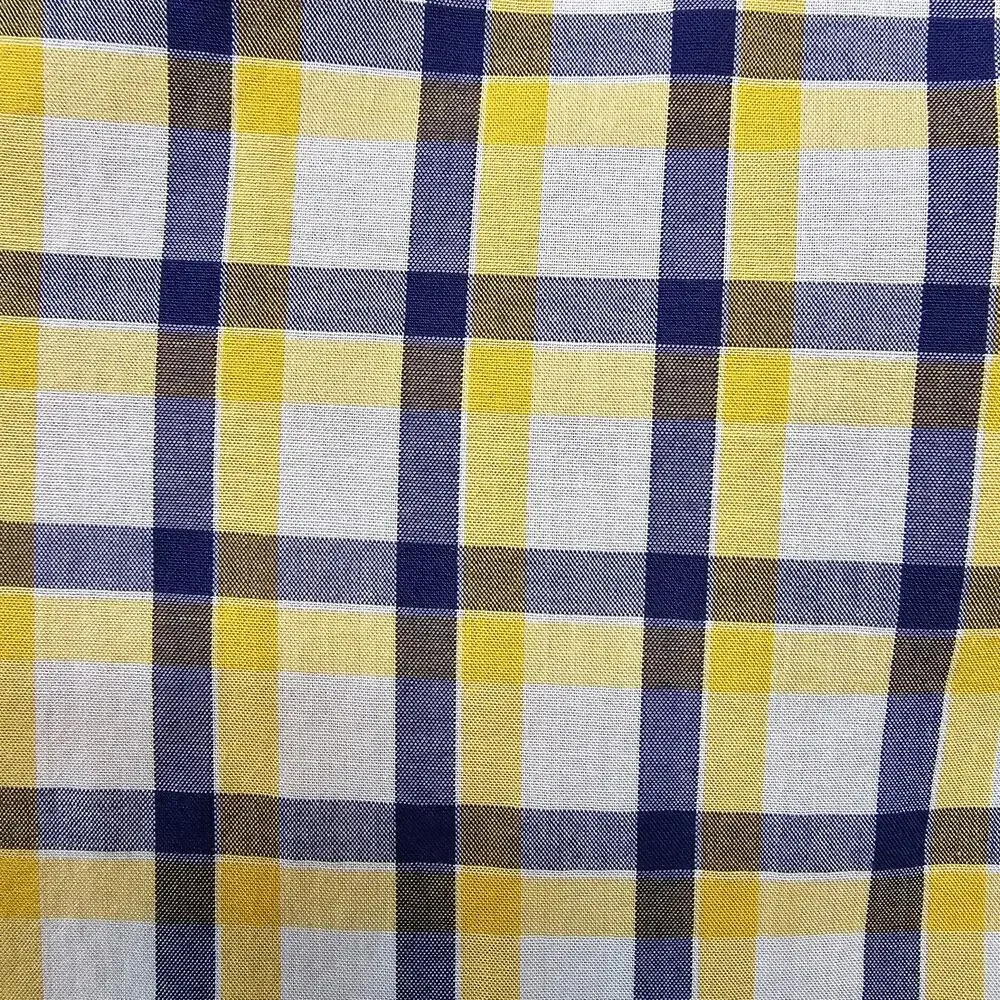 J. Crew NY Light Weight Shirt Men S Button Down Yellow Navy White Check Plaid